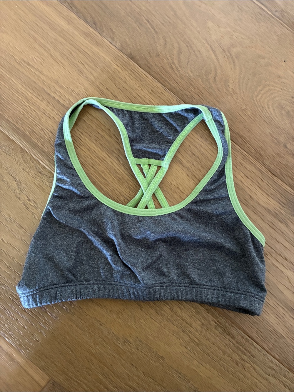 Grey Sports Bralette with Lime Trim -